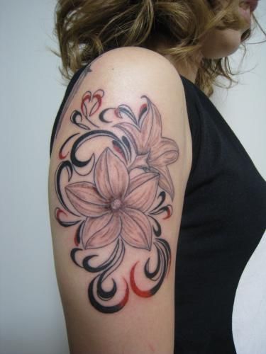 腕,ワンポイント,女性,百合,植物,花タトゥー/刺青デザイン画像