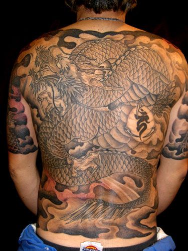 背中,額,龍タトゥー/刺青デザイン画像