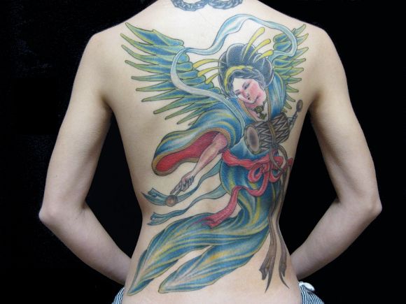 女性,背中,抜き,人物タトゥー/刺青デザイン画像