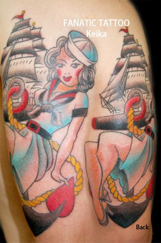 腕,人物,船,碇タトゥー/刺青デザイン画像