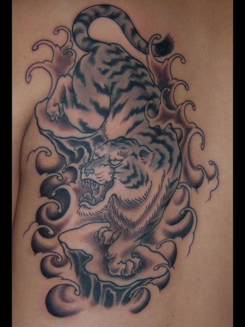 虎,動物タトゥー/刺青デザイン画像