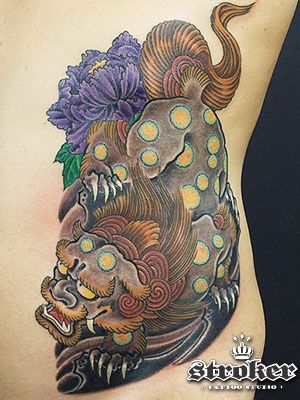 唐獅子牡丹,背中タトゥー/刺青デザイン画像