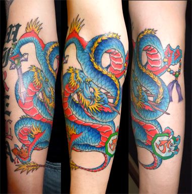 腕,梵字,龍,文字タトゥー/刺青デザイン画像