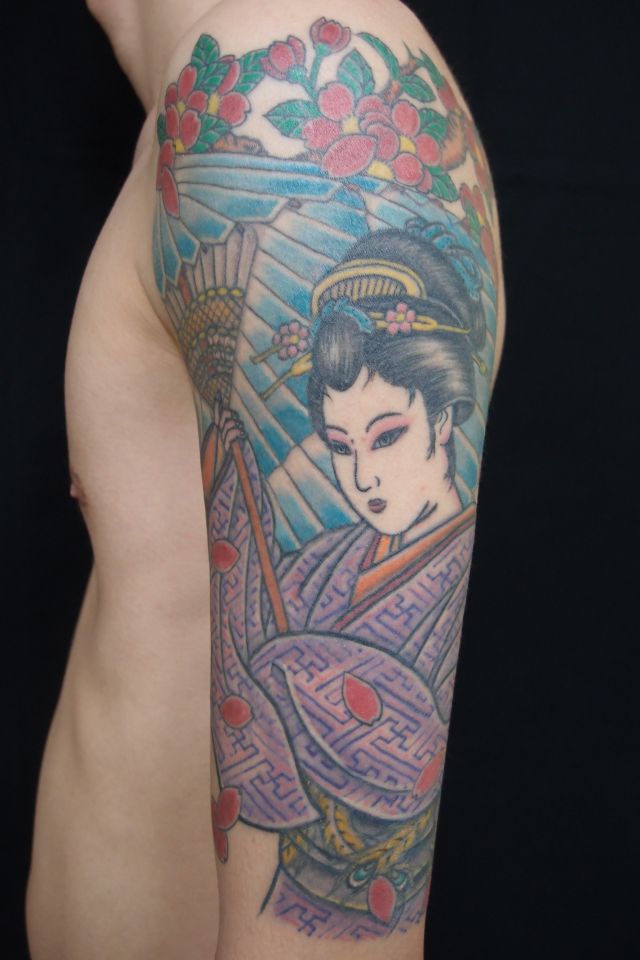 腕,人物,桜,花タトゥー/刺青デザイン画像