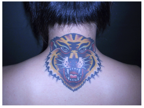 背中,虎,ワンポイントタトゥー/刺青デザイン画像