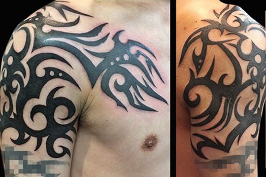 腕,胸,トライバル,トライバルタトゥータトゥー/刺青デザイン画像
