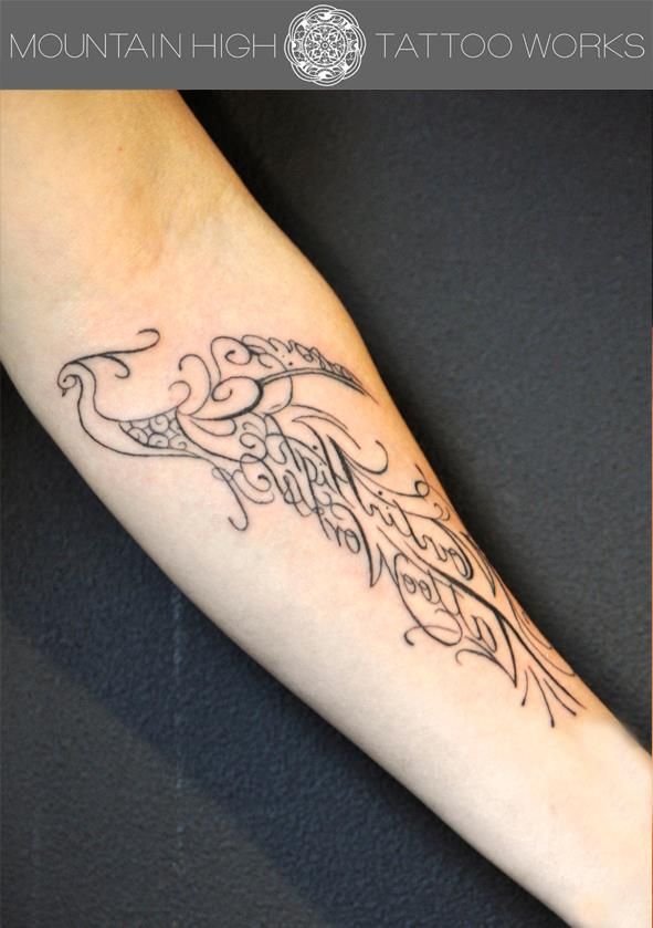 腕,鳥,ブラック＆グレータトゥー/刺青デザイン画像