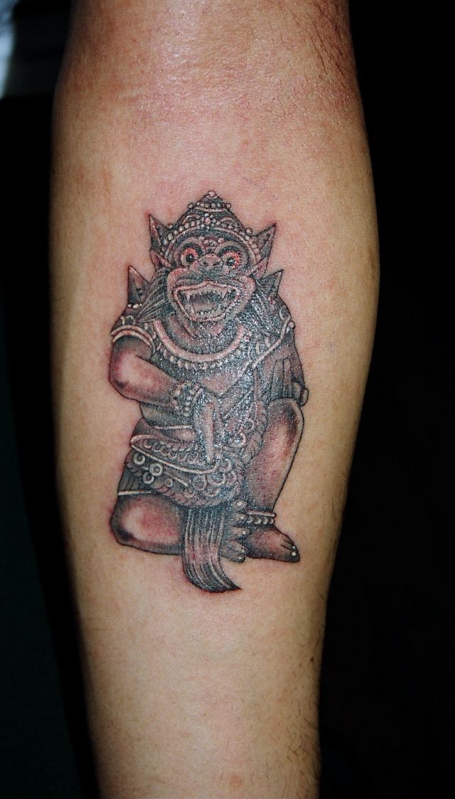腕,ブラック＆グレー,猿タトゥー/刺青デザイン画像