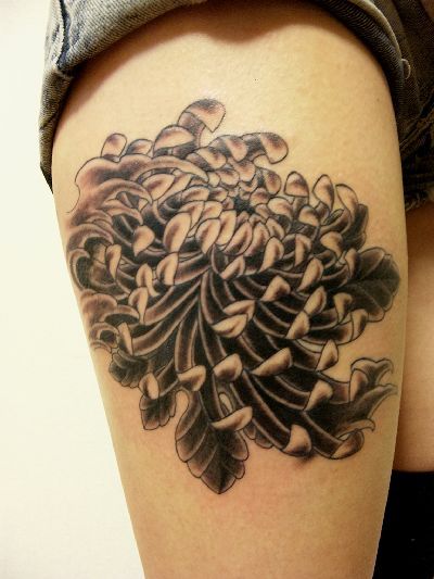 女性,足,牡丹タトゥー/刺青デザイン画像