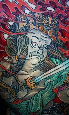 背中,不動明王,人物タトゥー/刺青デザイン画像