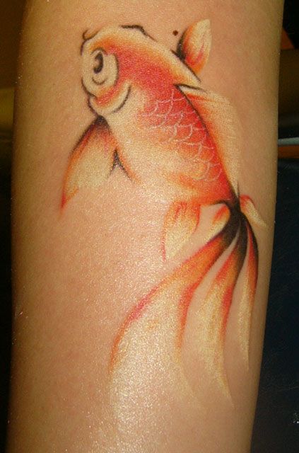 腕,ワンポイント,金魚タトゥー/刺青デザイン画像