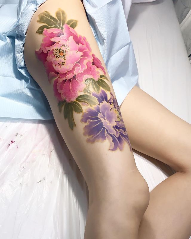 足,カラー,カラフルタトゥー/刺青デザイン画像