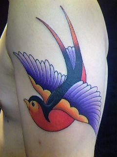 肩,ツバメ,鳥,動物タトゥー/刺青デザイン画像