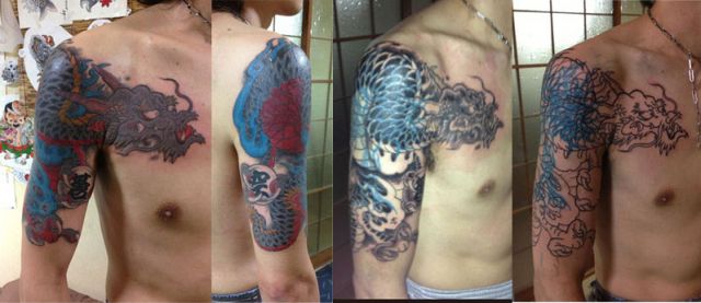 腕,龍,カバーアップ,カラータトゥー/刺青デザイン画像