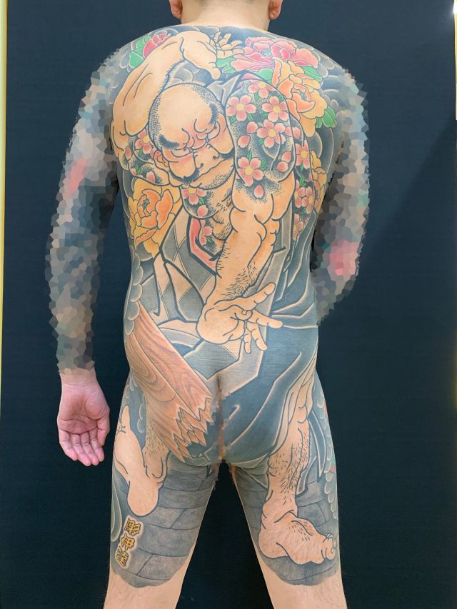 背中,足,腰,尻,太もも,花和尚,カラータトゥー/刺青デザイン画像