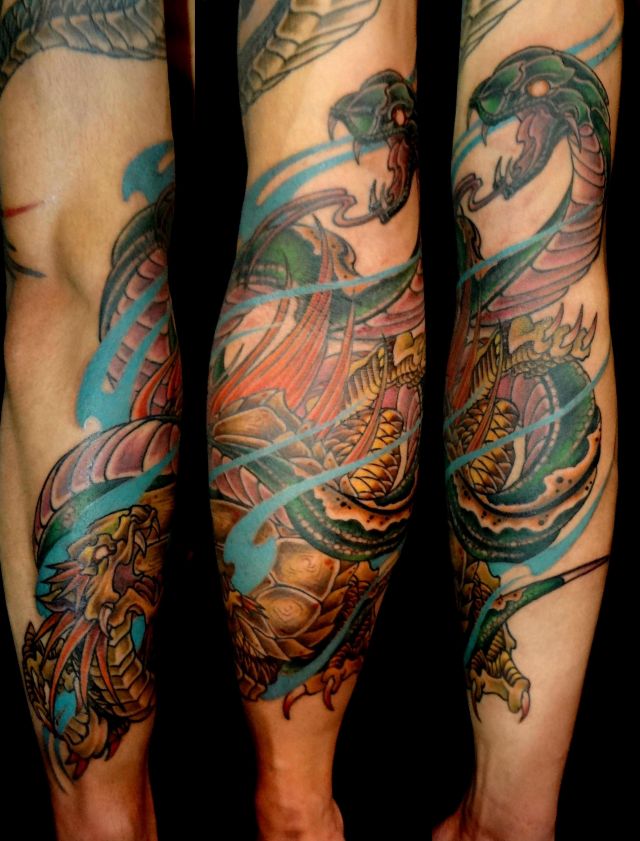 腕,玄武,カラー,カラフルタトゥー/刺青デザイン画像