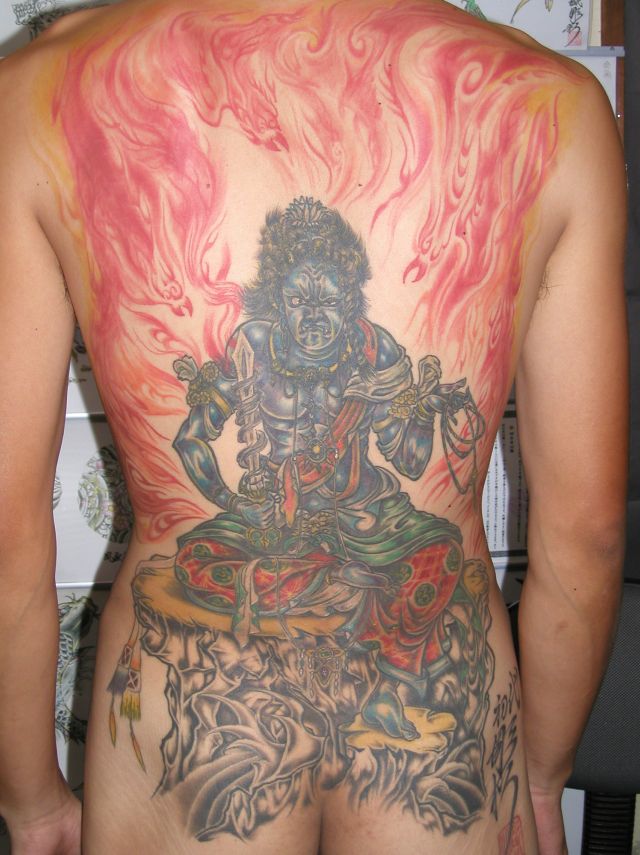 不動明王,カラー,背中タトゥー/刺青デザイン画像