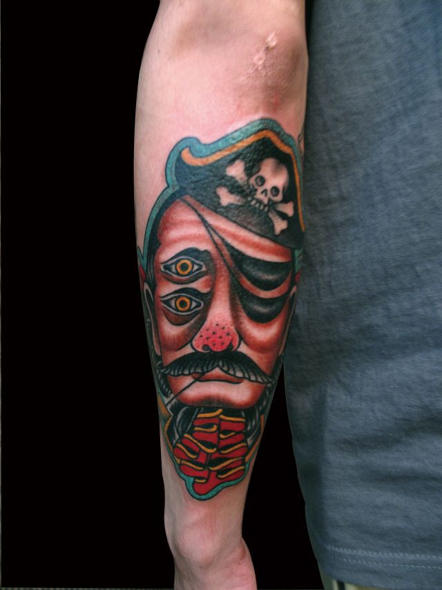 腕,カラー,腕,海賊タトゥー/刺青デザイン画像