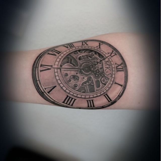 腕,男性,時計,ブラック＆グレイ,ブラック＆グレー,烏彫り,ブラック＆グレイタトゥー/刺青デザイン画像