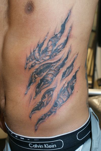 脇腹,男性,メカニックタトゥー,ブラック＆グレイ,ブラック＆グレータトゥー/刺青デザイン画像
