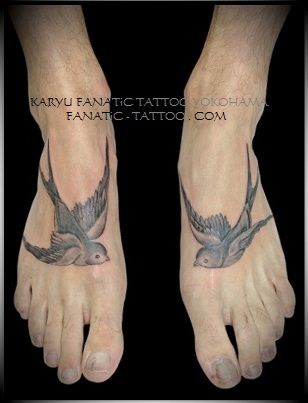 足,ツバメ,鳥タトゥー/刺青デザイン画像