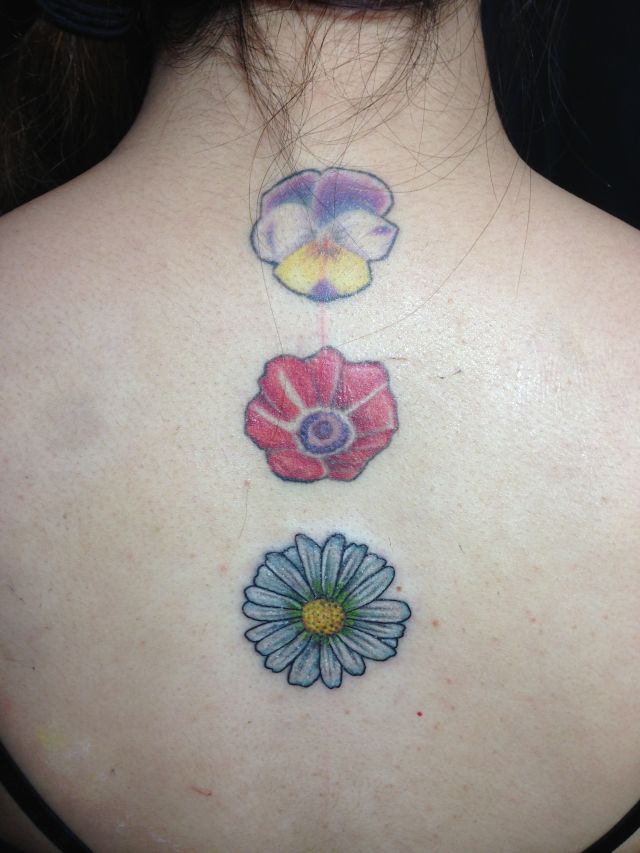 花,カラー,背中タトゥー/刺青デザイン画像