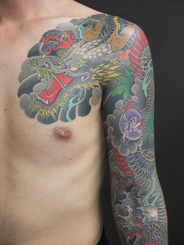 龍,腕,太鼓,カラータトゥー/刺青デザイン画像