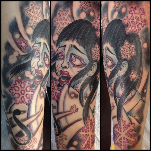 雪女,カラー,腕タトゥー/刺青デザイン画像