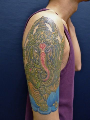 腕,ガネーシャ,カラータトゥー/刺青デザイン画像