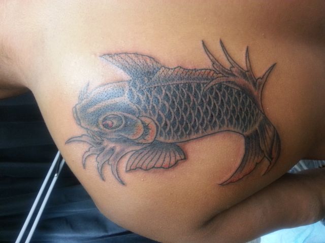 肩,鯉,魚タトゥー/刺青デザイン画像
