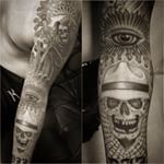 腕,二の腕,男性,スカル,死神,ブラック＆グレイ,ブラック＆グレー,ブラック＆グレイタトゥー/刺青デザイン画像
