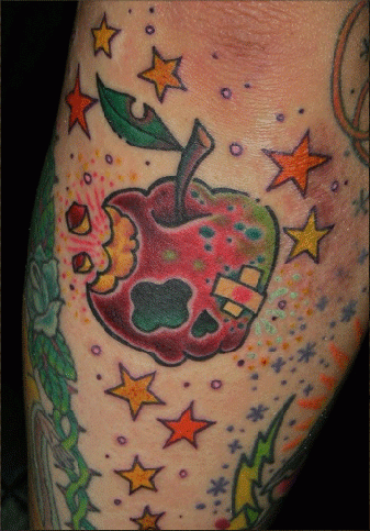 腕,林檎,星,スタータトゥー/刺青デザイン画像