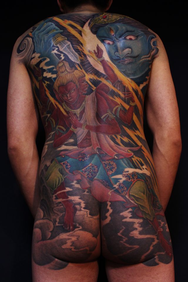 阿修羅,帝釈天,背中タトゥー/刺青デザイン画像