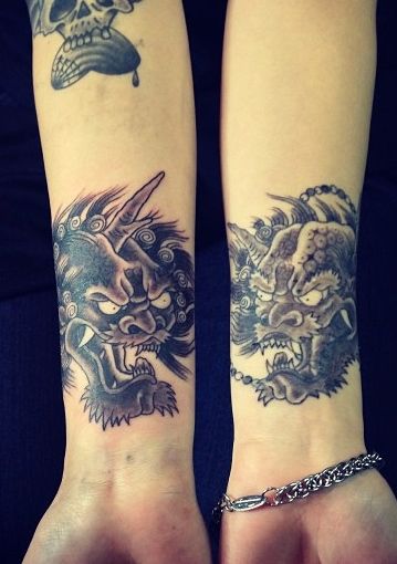 鬼,ブラック＆グレー,腕タトゥー/刺青デザイン画像