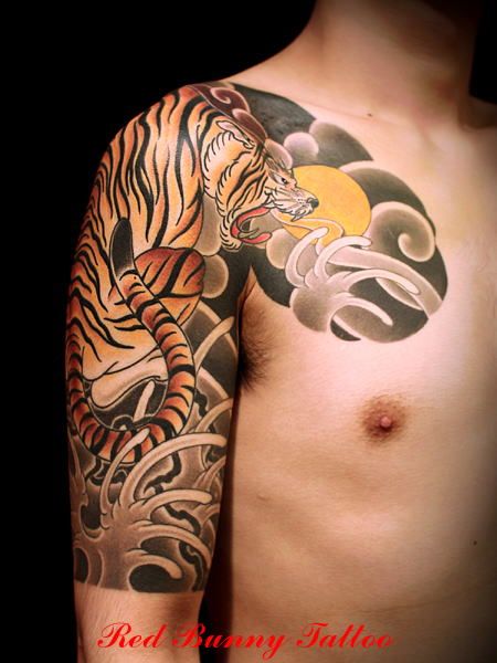 虎,動物タトゥー/刺青デザイン画像