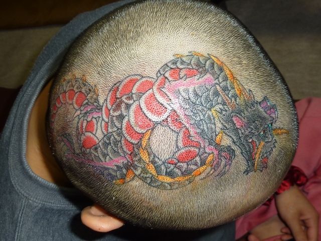 龍,頭,カラータトゥー/刺青デザイン画像
