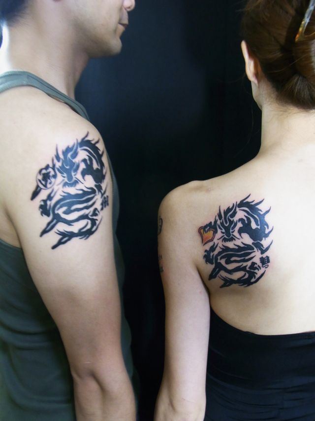 腕,背中,龍,トライバルタトゥー/刺青デザイン画像