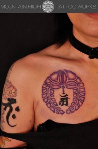 腕,女性,梵字,家紋,カラータトゥー/刺青デザイン画像
