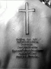 背中,クロス,文字,十字架タトゥー/刺青デザイン画像