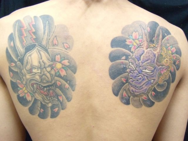 背中,面,カラータトゥー/刺青デザイン画像