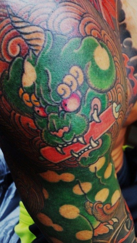 唐獅子,腕タトゥー/刺青デザイン画像