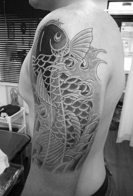 肩,鯉タトゥー/刺青デザイン画像
