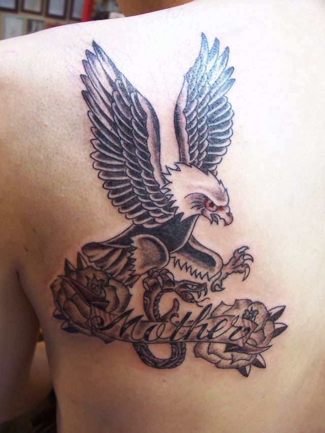 肩,鳥,薔薇,文字,花タトゥー/刺青デザイン画像