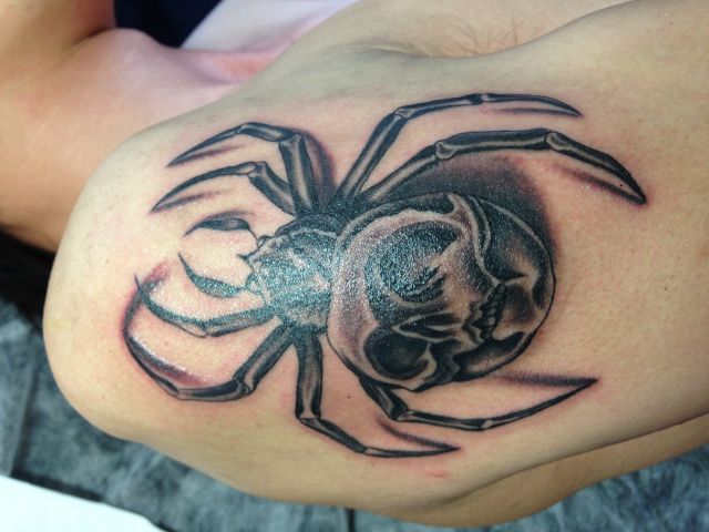 腕,蜘蛛,ブラック＆グレイ,ブラック＆グレー,ブラック＆グレイタトゥー/刺青デザイン画像