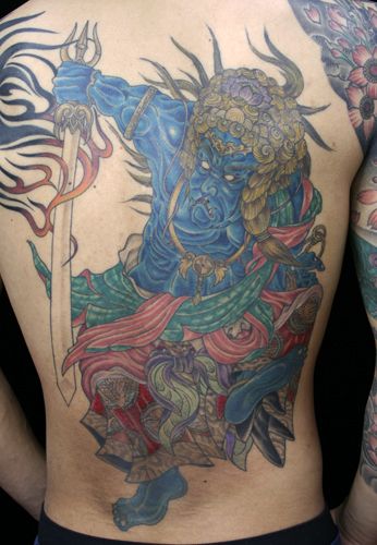 背中,不動明王,カラータトゥー/刺青デザイン画像