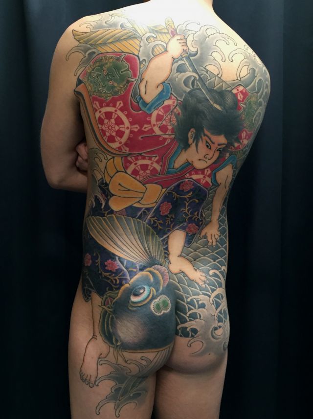 背中,人物,カラータトゥー/刺青デザイン画像
