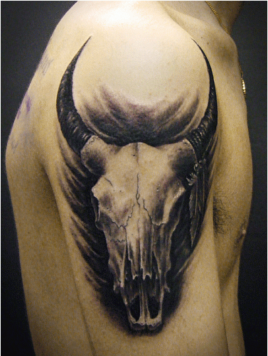 肩,バッファロータトゥー/刺青デザイン画像