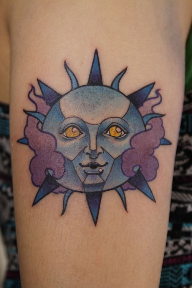 腕,太陽タトゥー/刺青デザイン画像